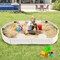 6 Feet Outdoor Sandbox for Kids with Corner Seats and Drainage Liner
